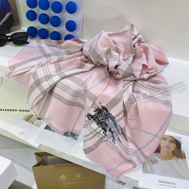 Burberry經典寬格混紡大規格披肩經典格子披肩圍巾 巴寶莉2021新款女士棉絨圍巾  mmj1319